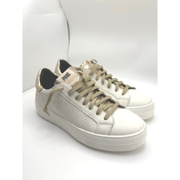 P448 gold and white classic platform Thea Wilder Sneaker size 41 / US 10.5 W - Picture 4 of 12